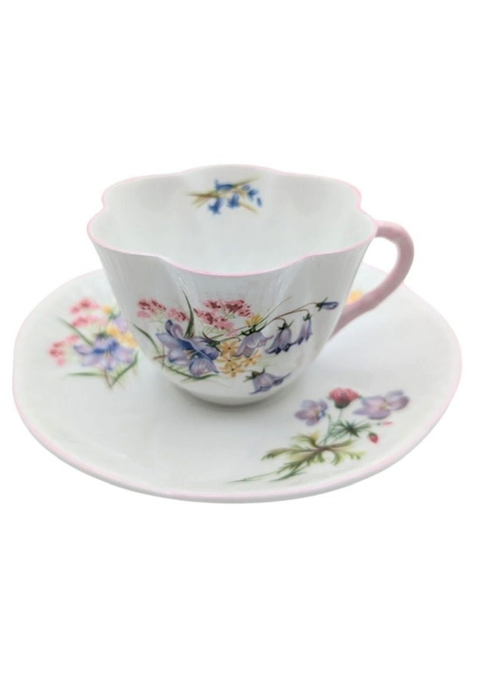 SHELLEY Floral Teacup W Pink Handle