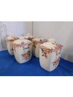 5 SPICE JARS - MORIMURA HAND PAINTED CIRCA 1940'S