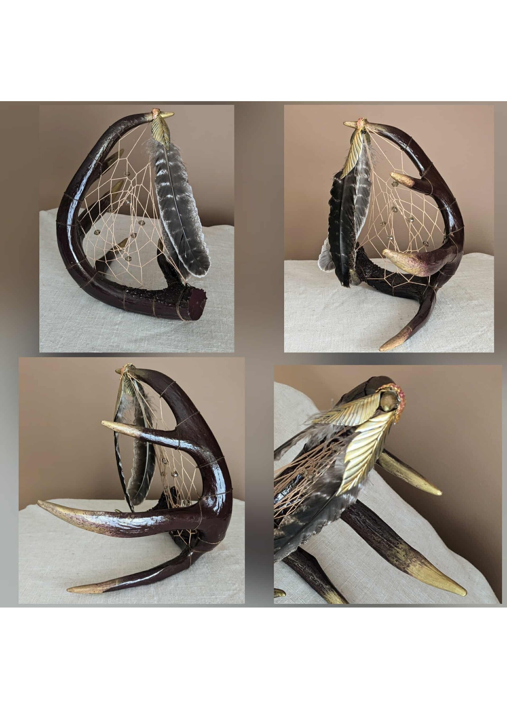 The Grumpy Toad Deer Antler Dream Catcher