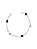 Stationed Onyx and Fresh Water Pearls  Bracelet
