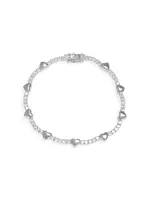 Stationed hearts on a 2mm tennis bracelet