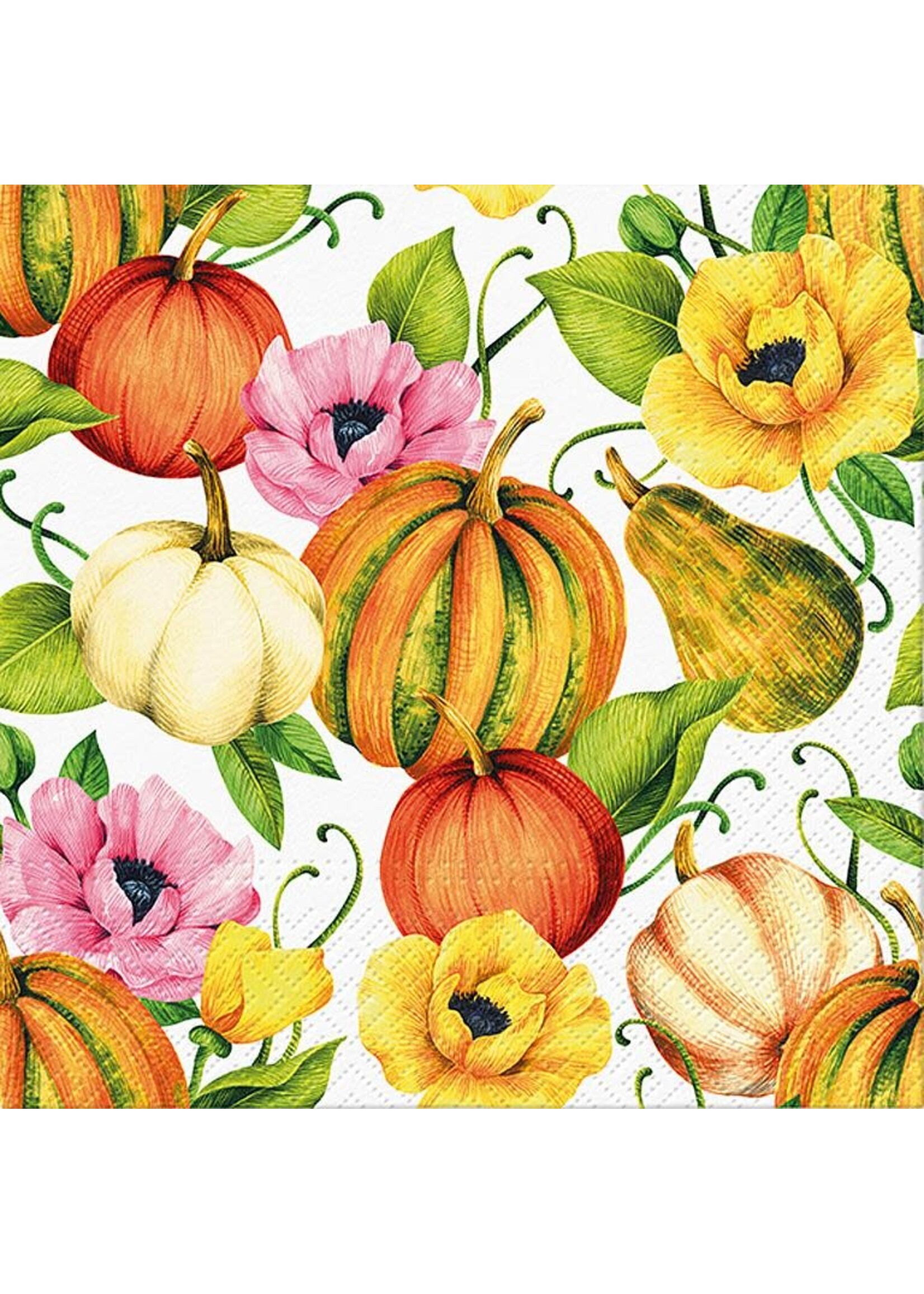Luncheon Pumpkins and Poppies Napkins. Pack of 20