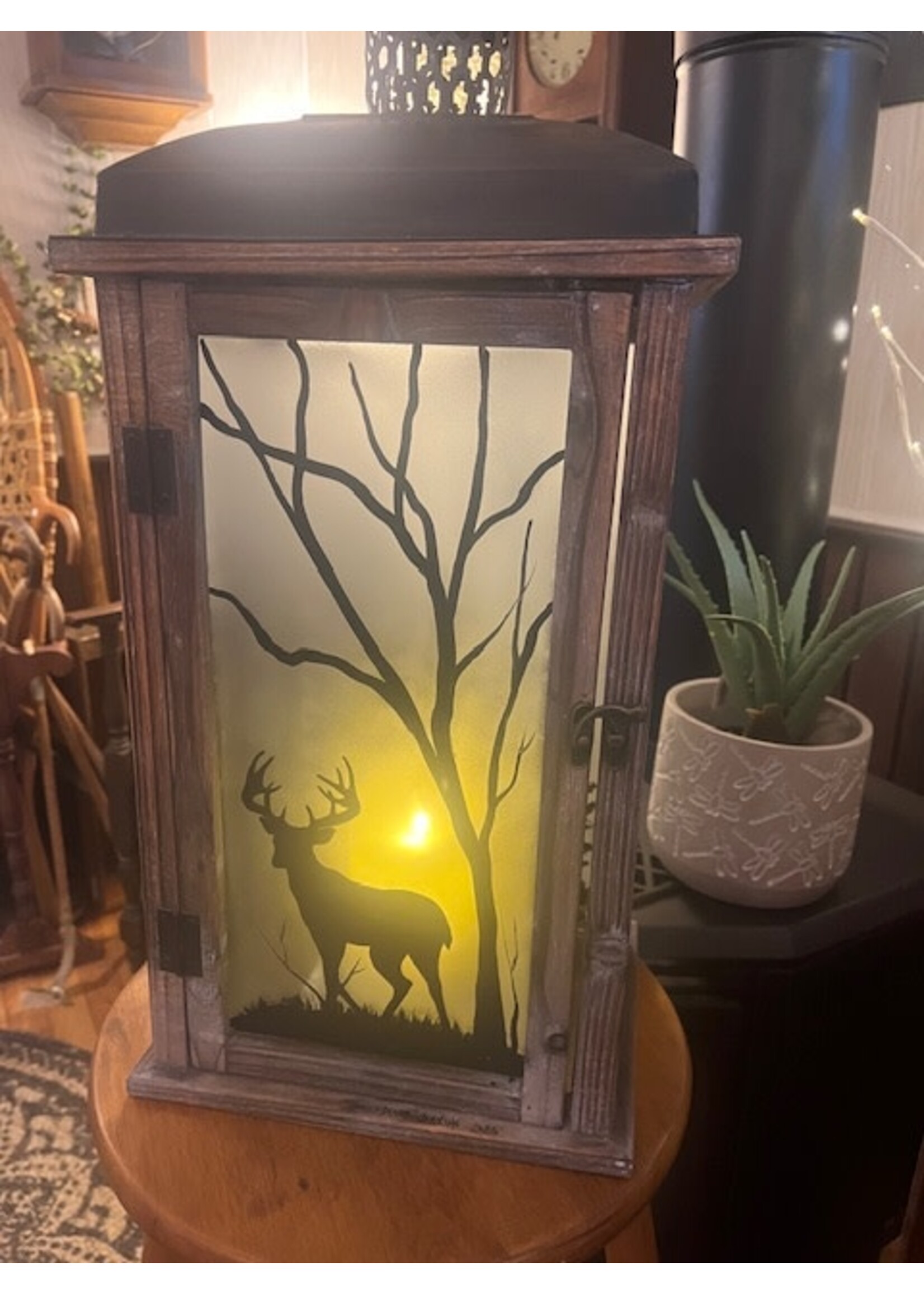 Diana Jenkins Large Hand Painted Lantern - Buck