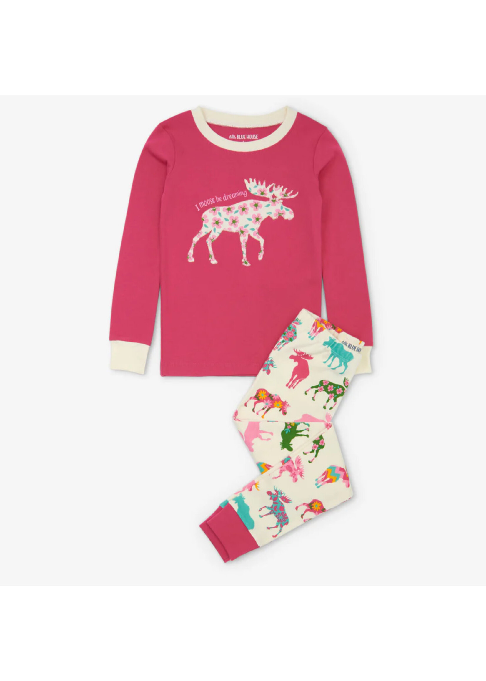 Hatley Patterned Moose Kids Appliqué Pajama Set