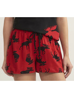 Hatley Moose On Red Women's Cotton Sleep Shorts
