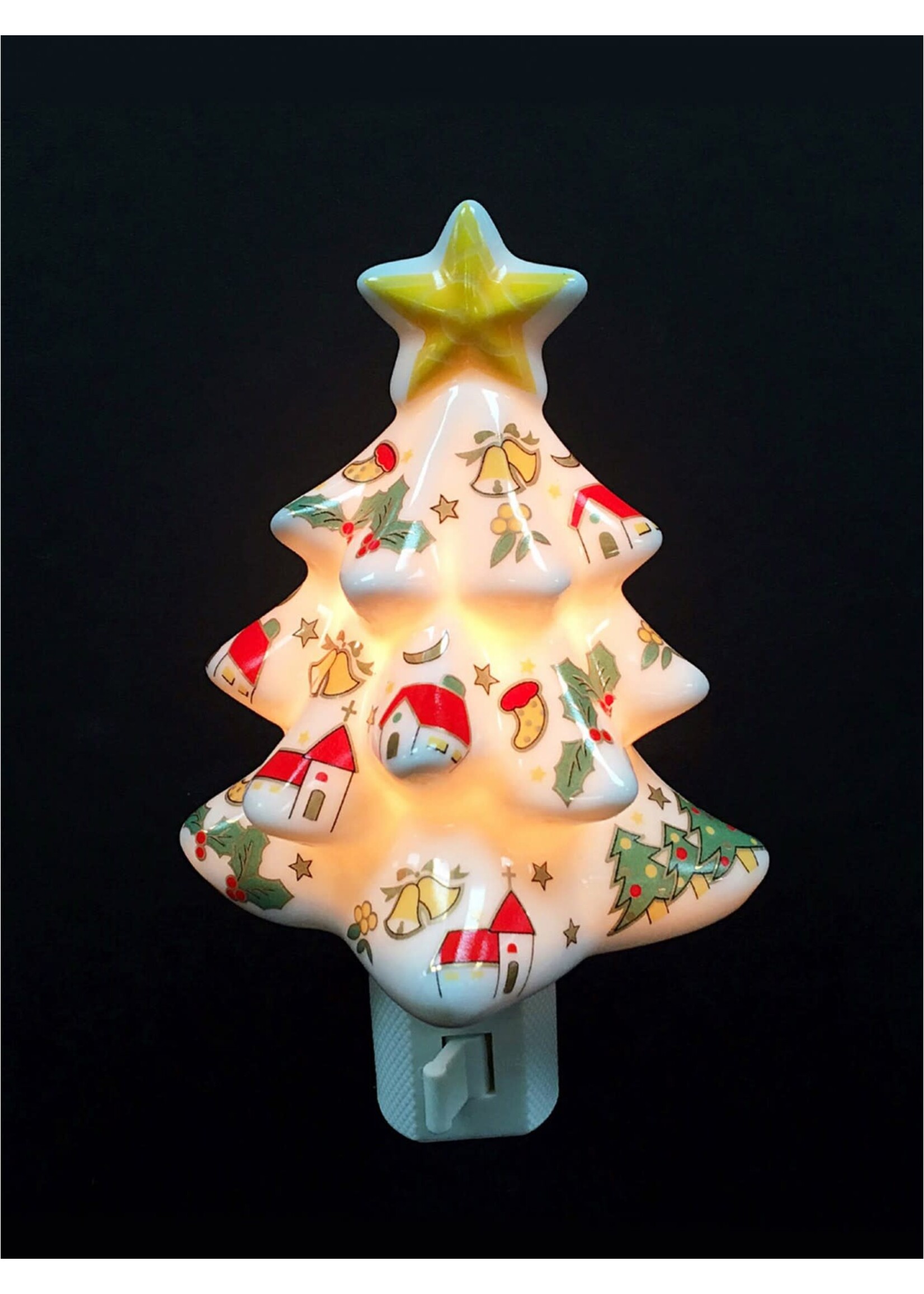 Handmade fine porcelain night light. Christmas Tree