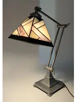 Articulated Desk Lamp with Stained Glass Shade