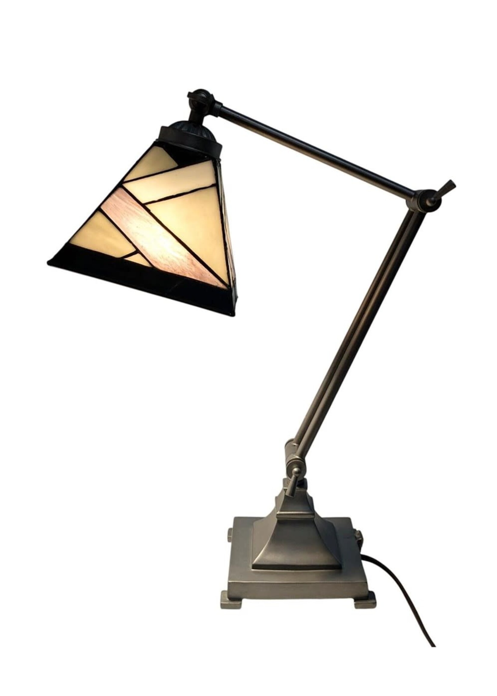 Articulated Desk Lamp with Stained Glass Shade