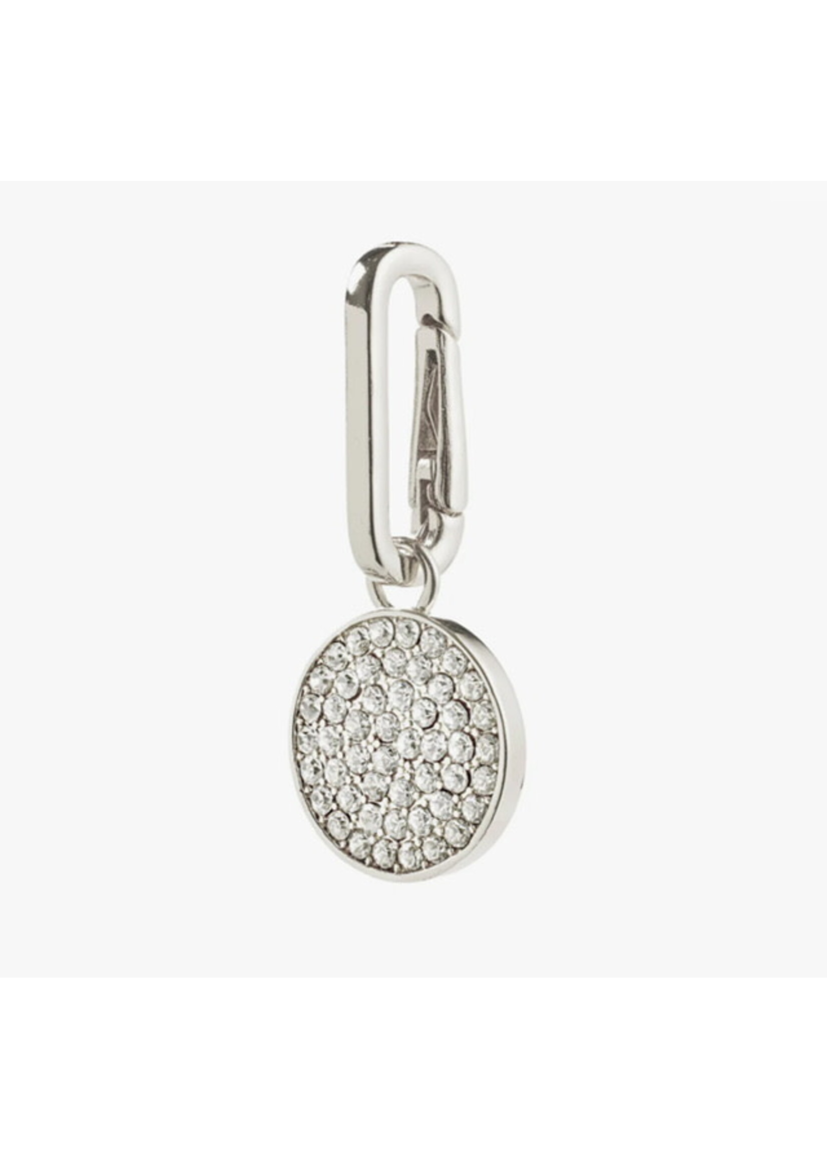 Pilgrim CHARM crystal coin pendant, silver-plated
