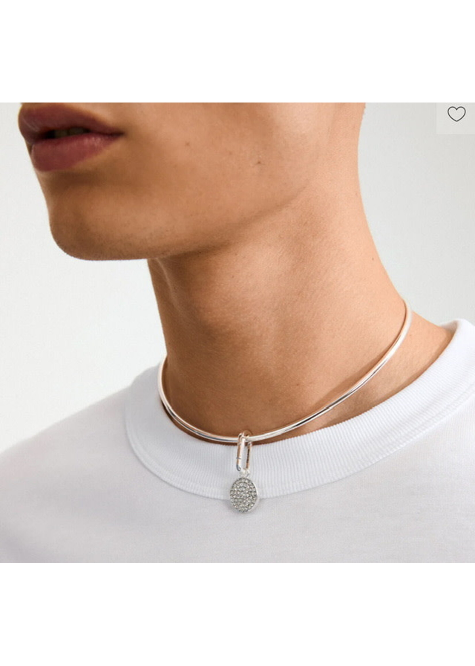 Pilgrim CHARM crystal coin pendant, silver-plated