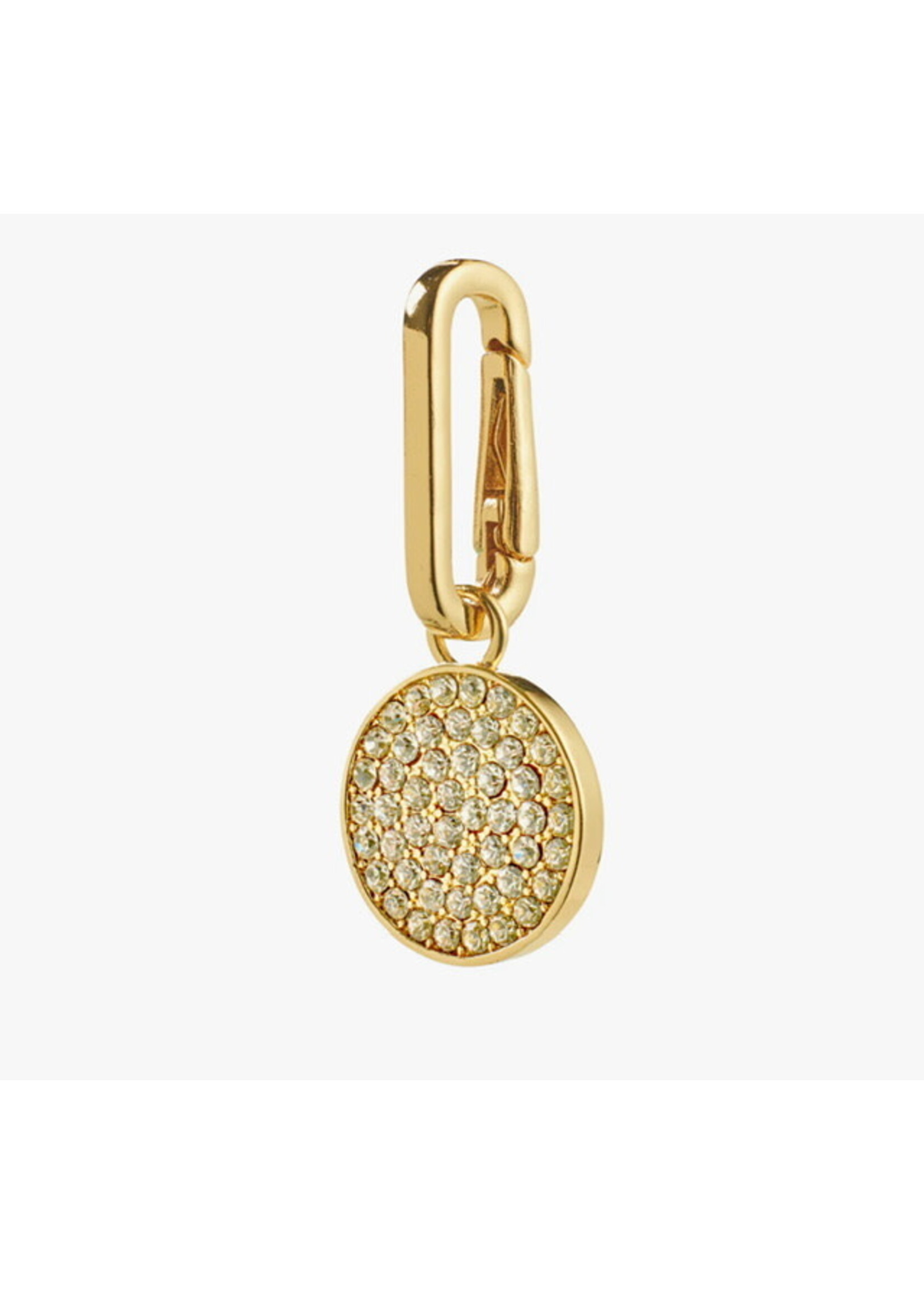 Pilgrim CHARM crystal coin pendant, gold-plated