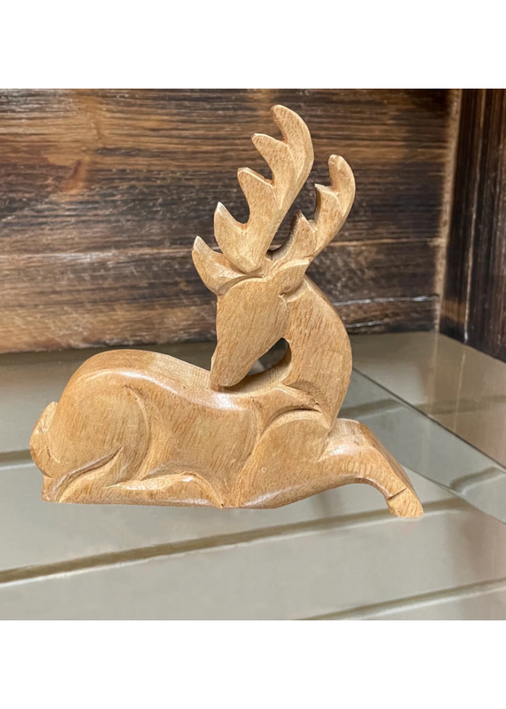 5"L X 5"H NATURAL MANGOWOOD DEER
