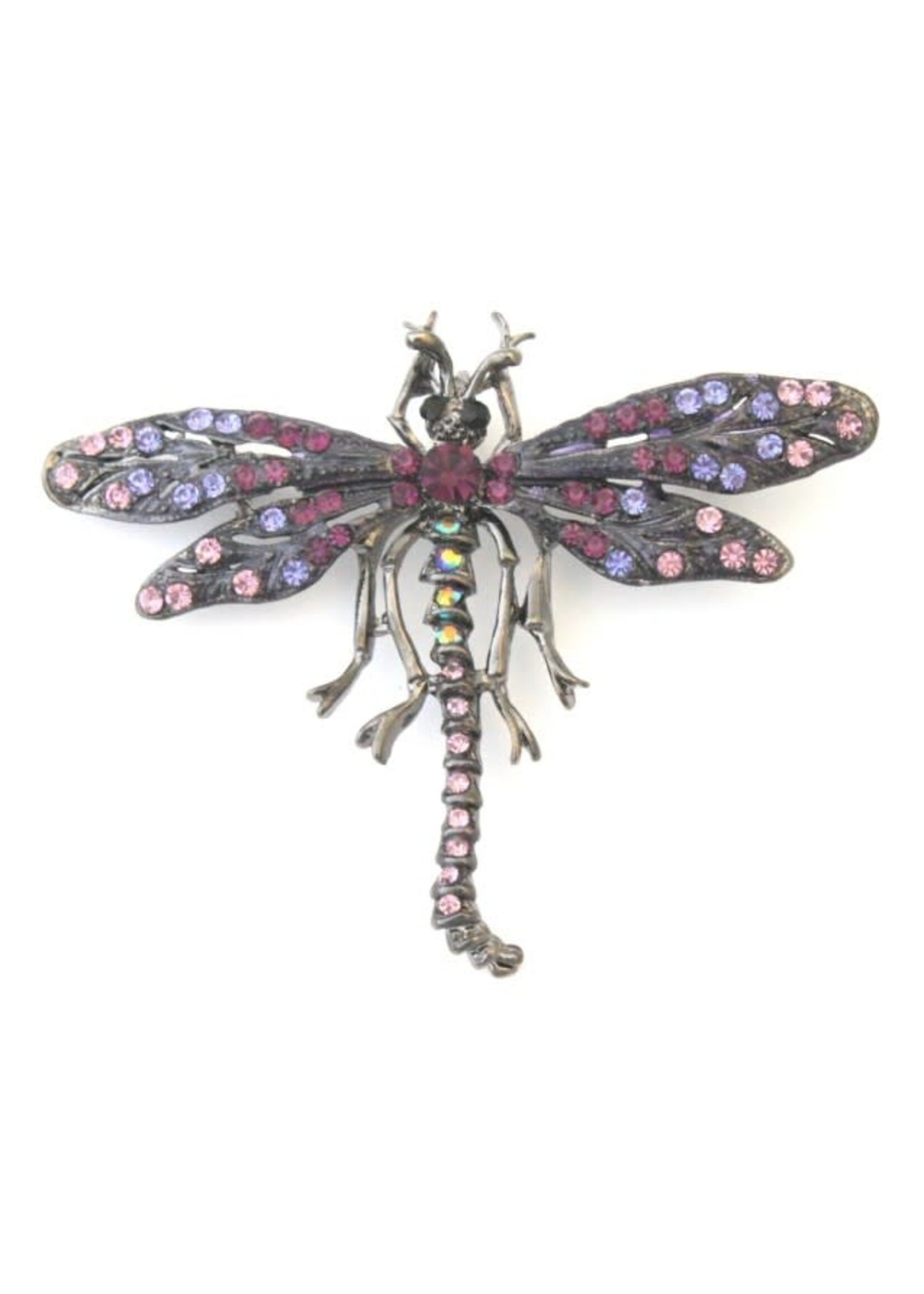 Brooch with Amethyst and Multi-Colored Crystals