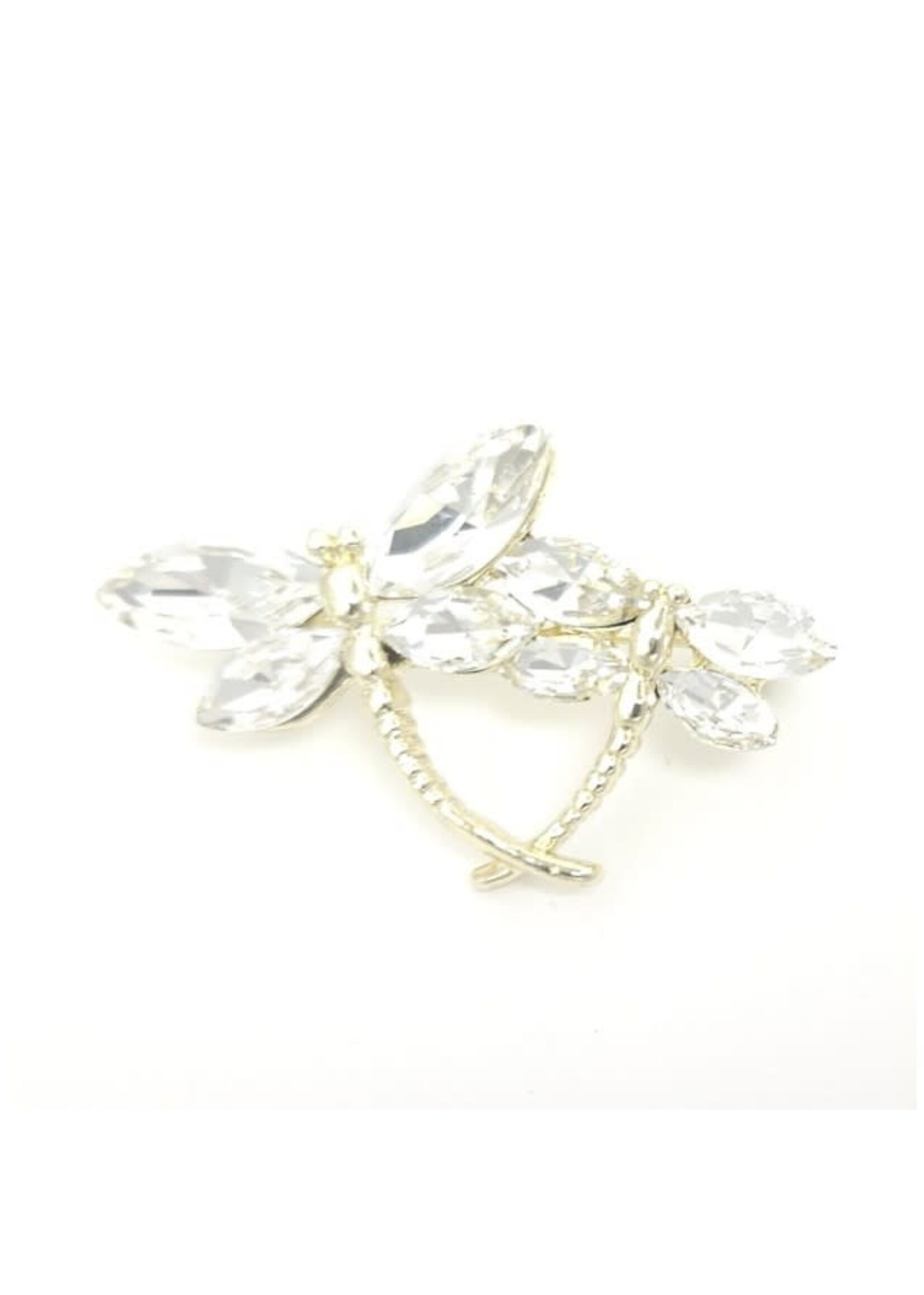 Brooch with Clear Crystals Double Dragonfly