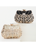 Black Clutch with Clear Crystals