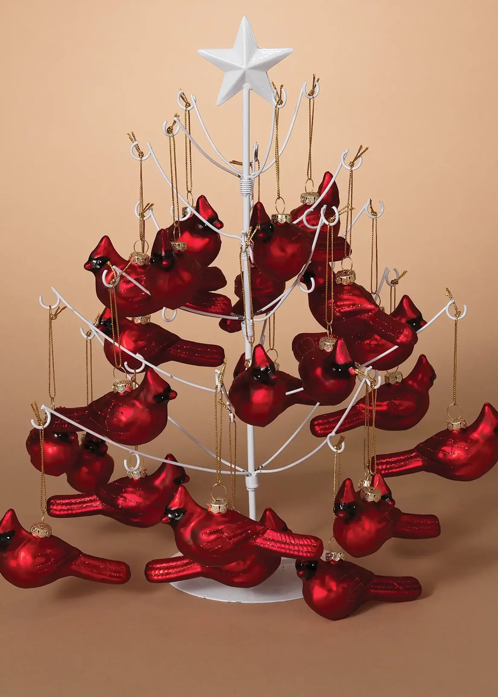 4"L HAND BLOWN GLASS CARDINAL ORNAMENT