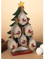 4.6"H WOOD HOLIDAY CARDINAL ORNAMENT
