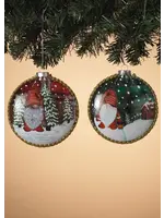 4" GLASS DISK GNOME ORNAMENT