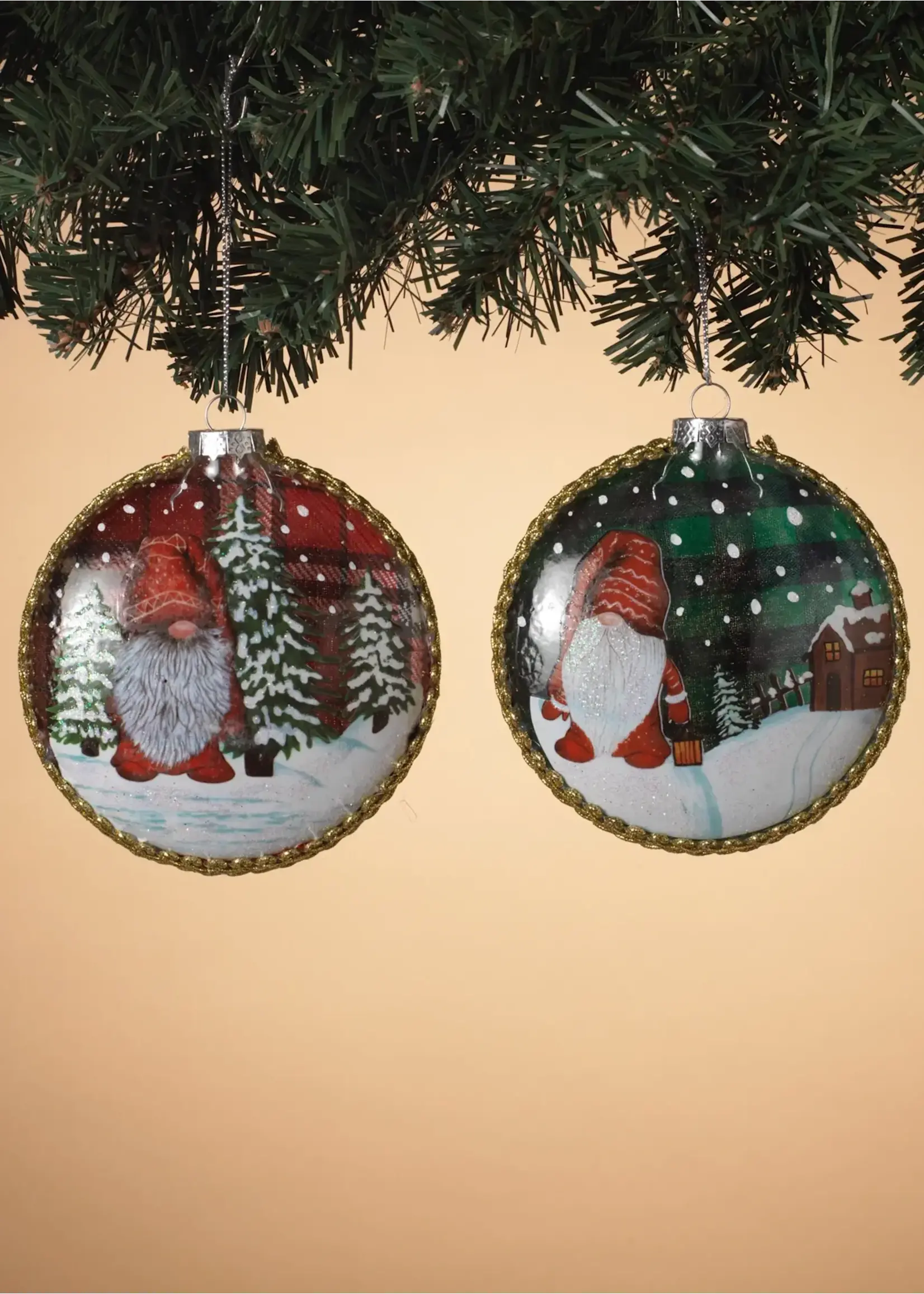 4" GLASS DISK GNOME ORNAMENT