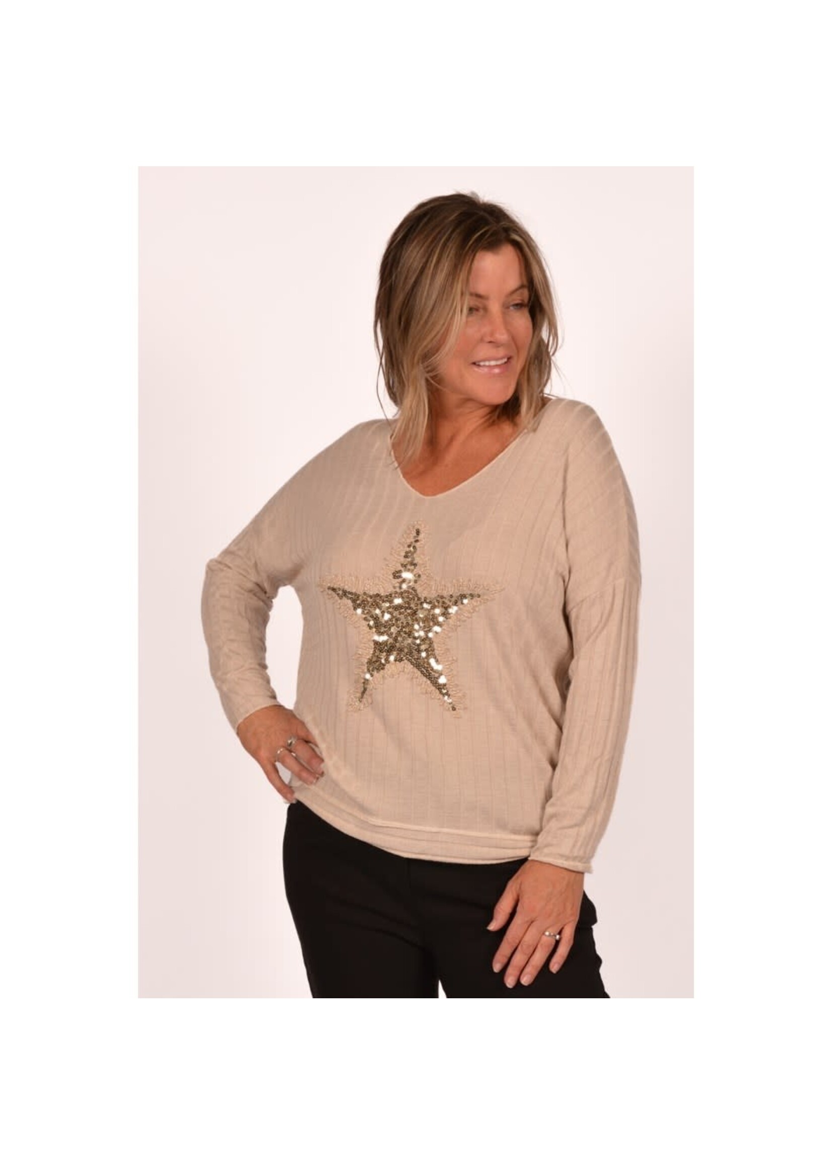 SEQUIN STAR TOP - Beige