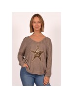 SEQUIN STAR TOP - Taupe