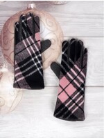 Abstract Print Touch Screen Gloves - Pink