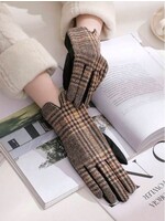 Plaid Touch Screen Glove - Beige Plaid
