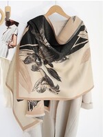 Floral Print Blanket Scarf - Beige