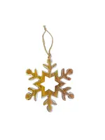 WOODEN HANGING SNOWFLAKE W/ CLEAR ENAMEL