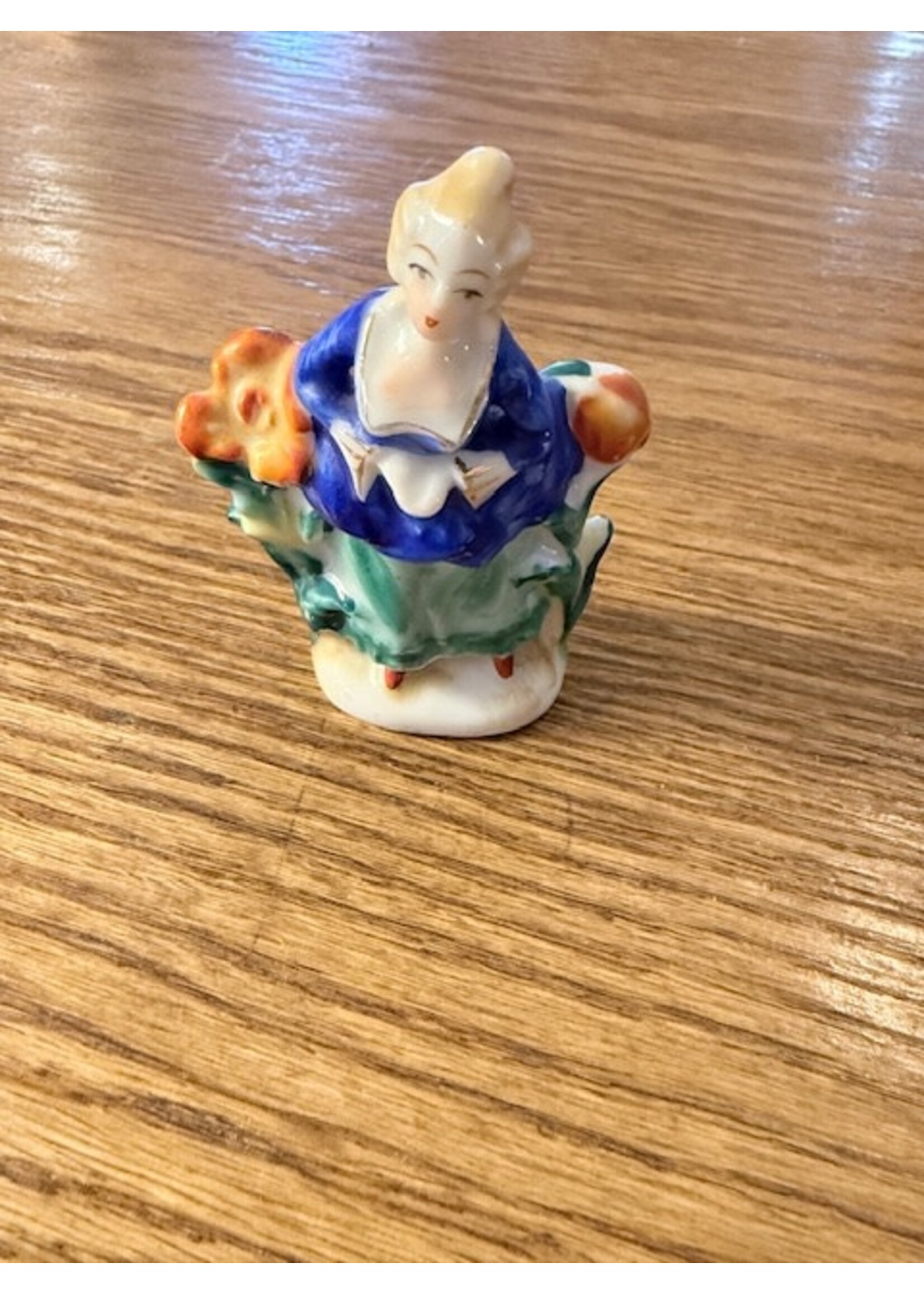 Occupied Japan Figurine - Lady w Flowers