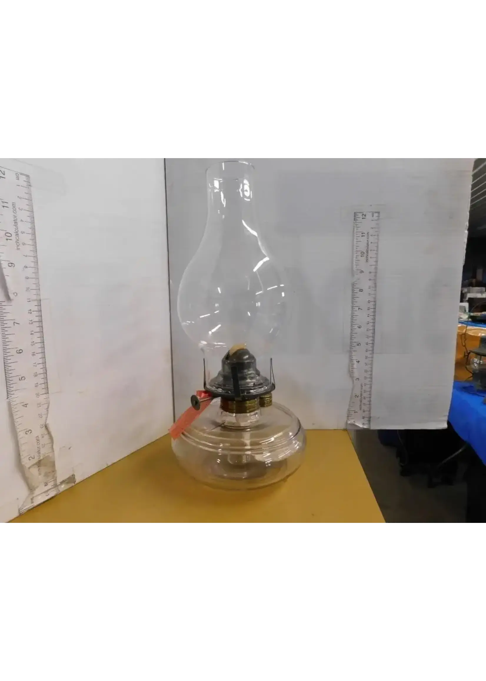 OIL LAMP, BRASS COLLAR AND FILLER CAP SIGNED Ca. 1876