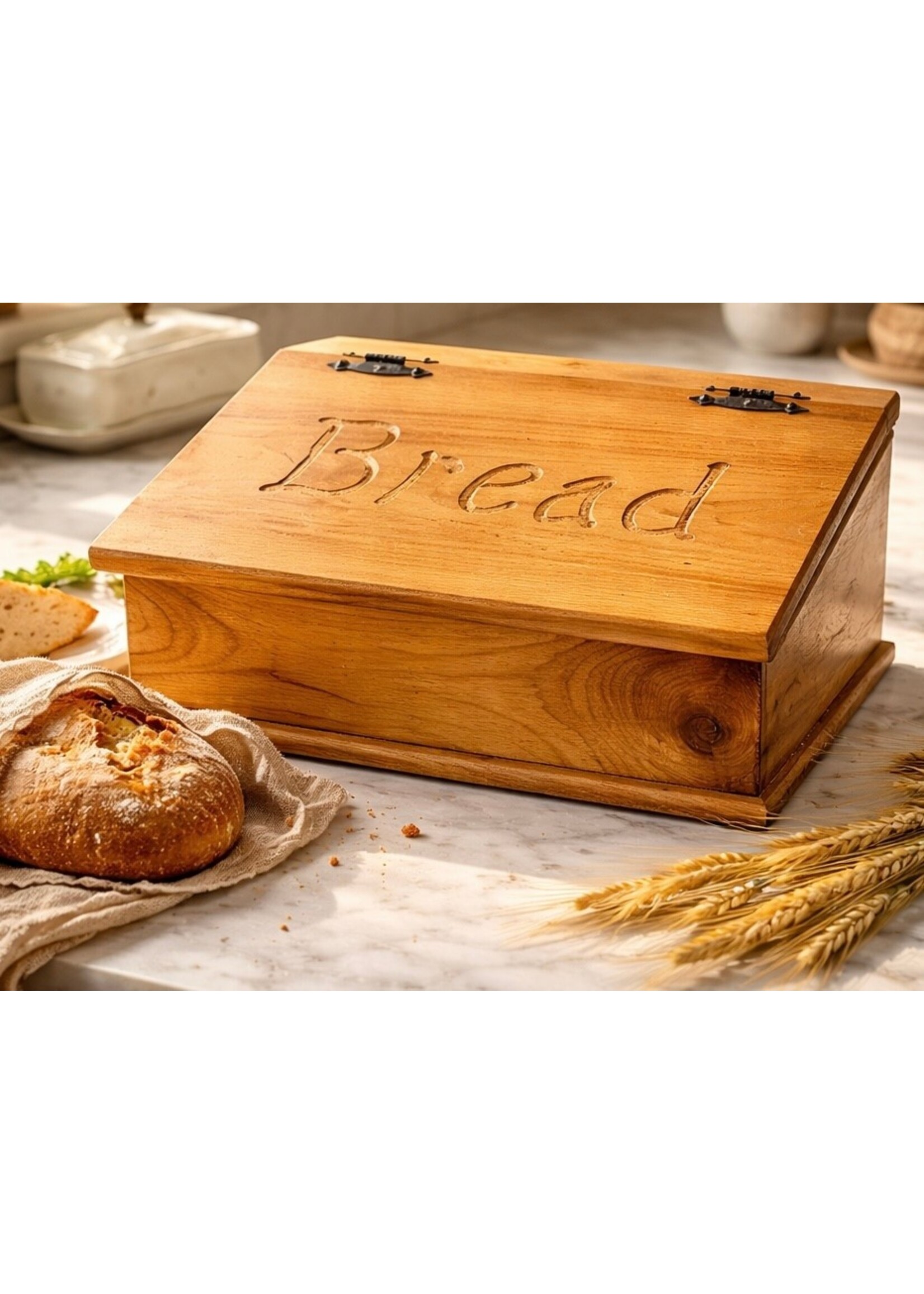 VINTAGE WOODEN BREAD BOX