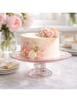 PINK DEPRESSION GLASS PEDESTAL CAKE PLATE