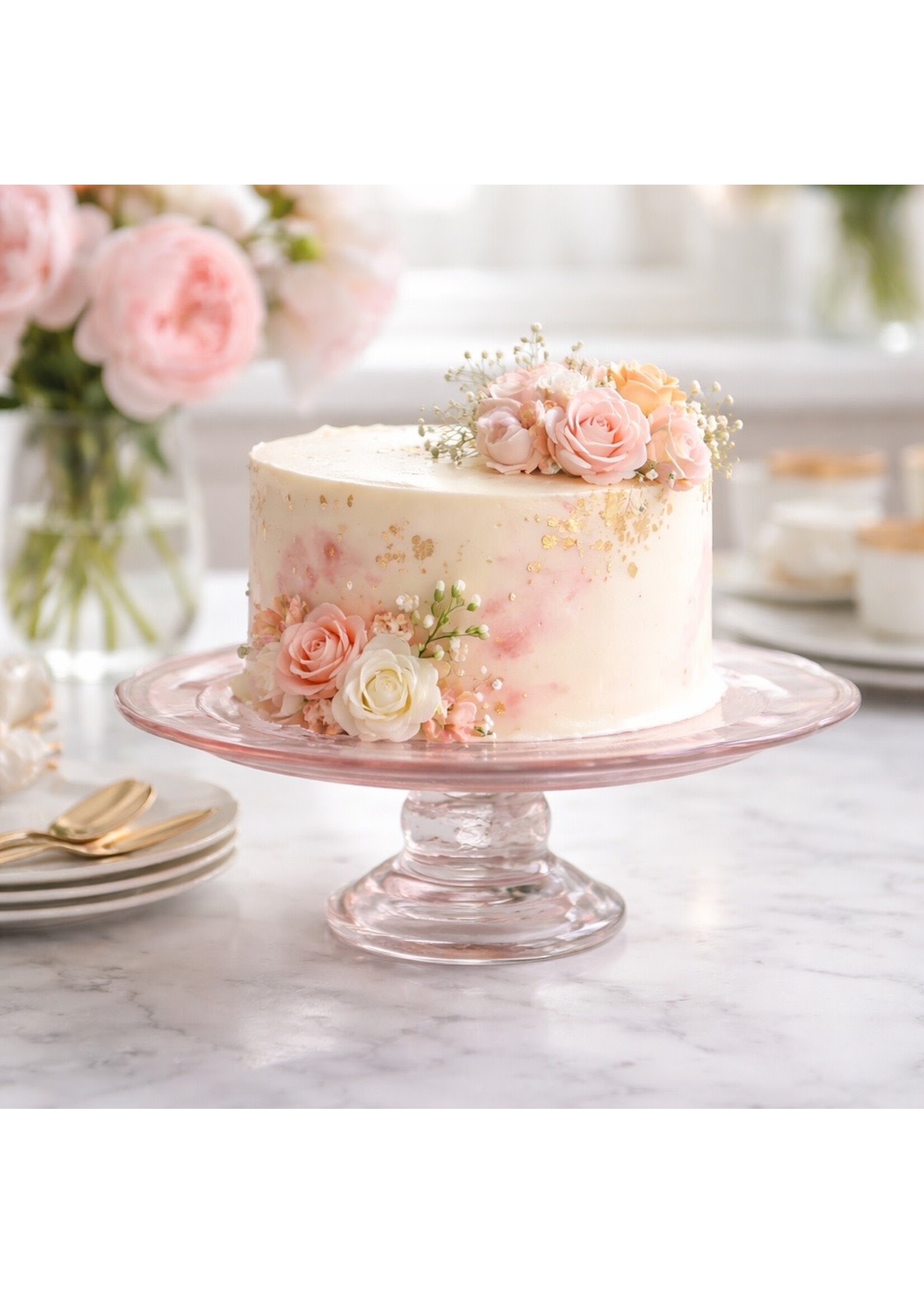 PINK DEPRESSION GLASS PEDESTAL CAKE PLATE