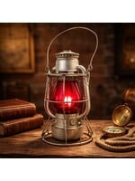 VINTAGE DIETZ-VESTA LANTERN, NEW YORK WITH RED GLOBE