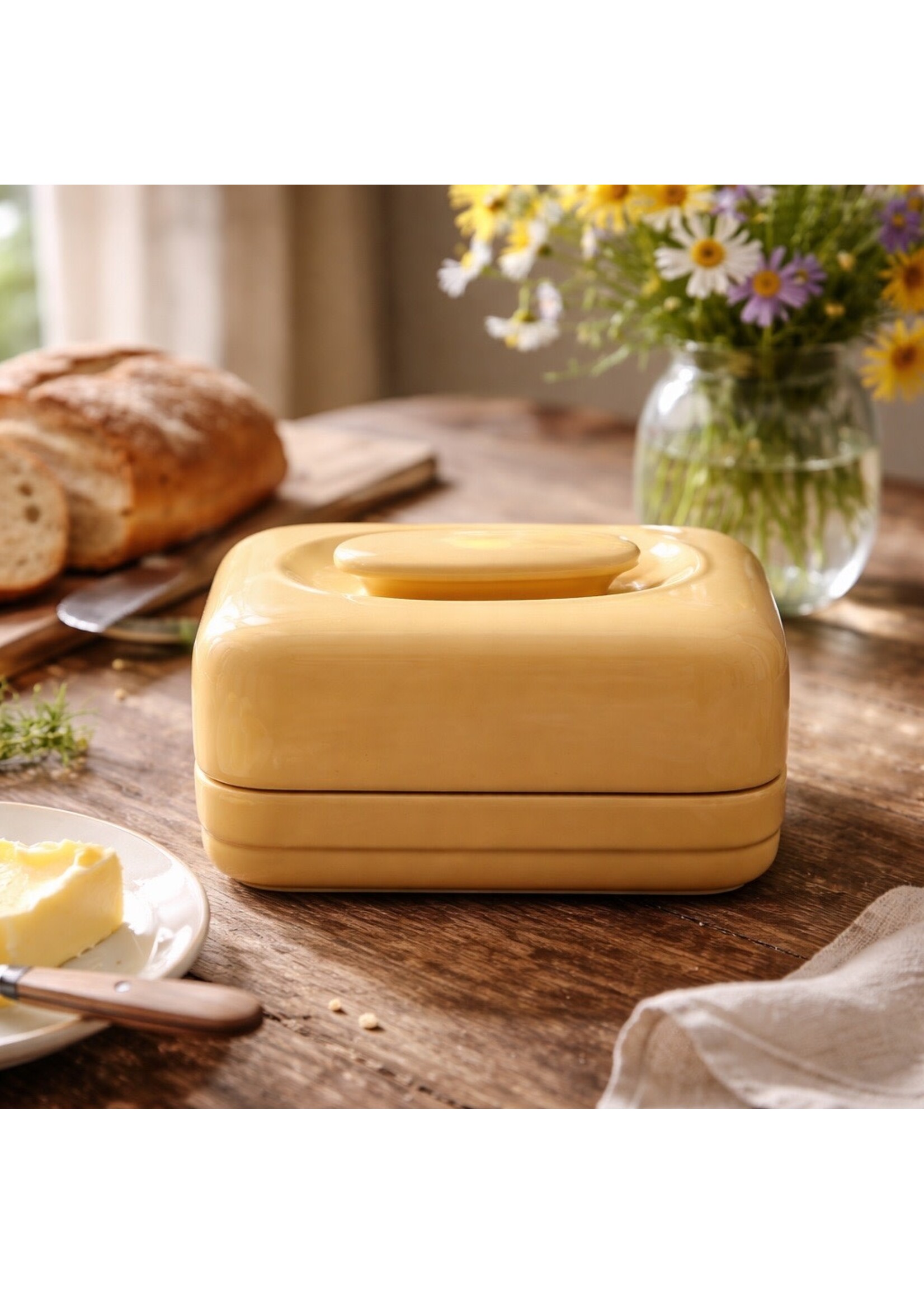VINTAGE IRONSTONE COVERED BUTTER DISH