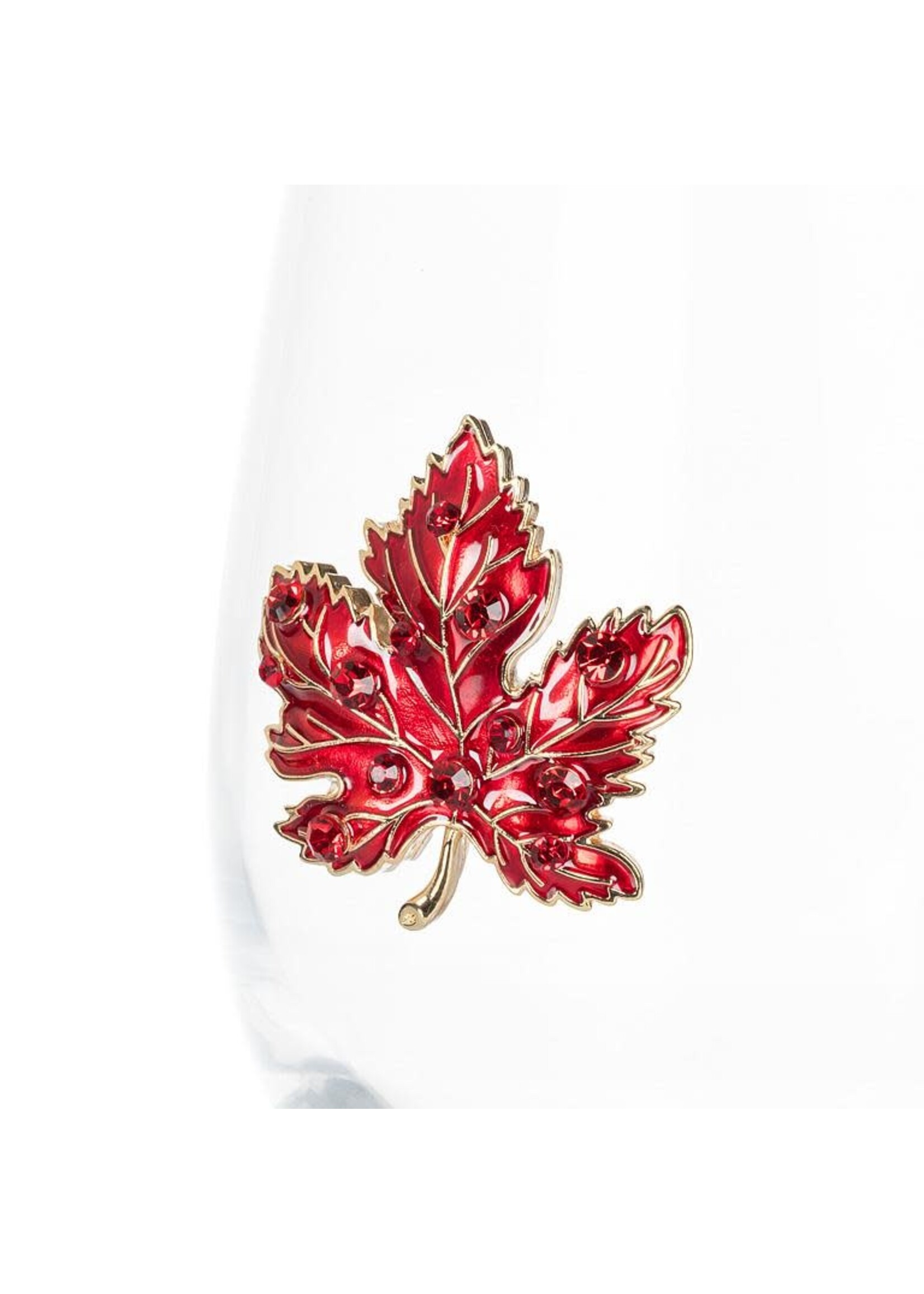 Stemless Wine Glass with Jewel Maple Leaf