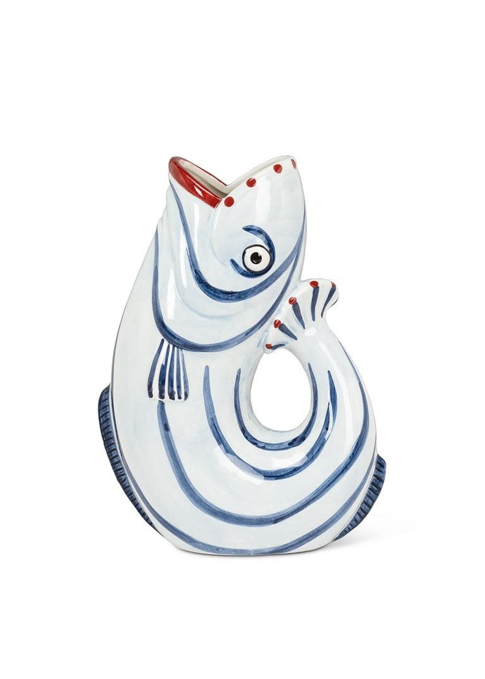 Shapely Fish Jug Blue Stripe