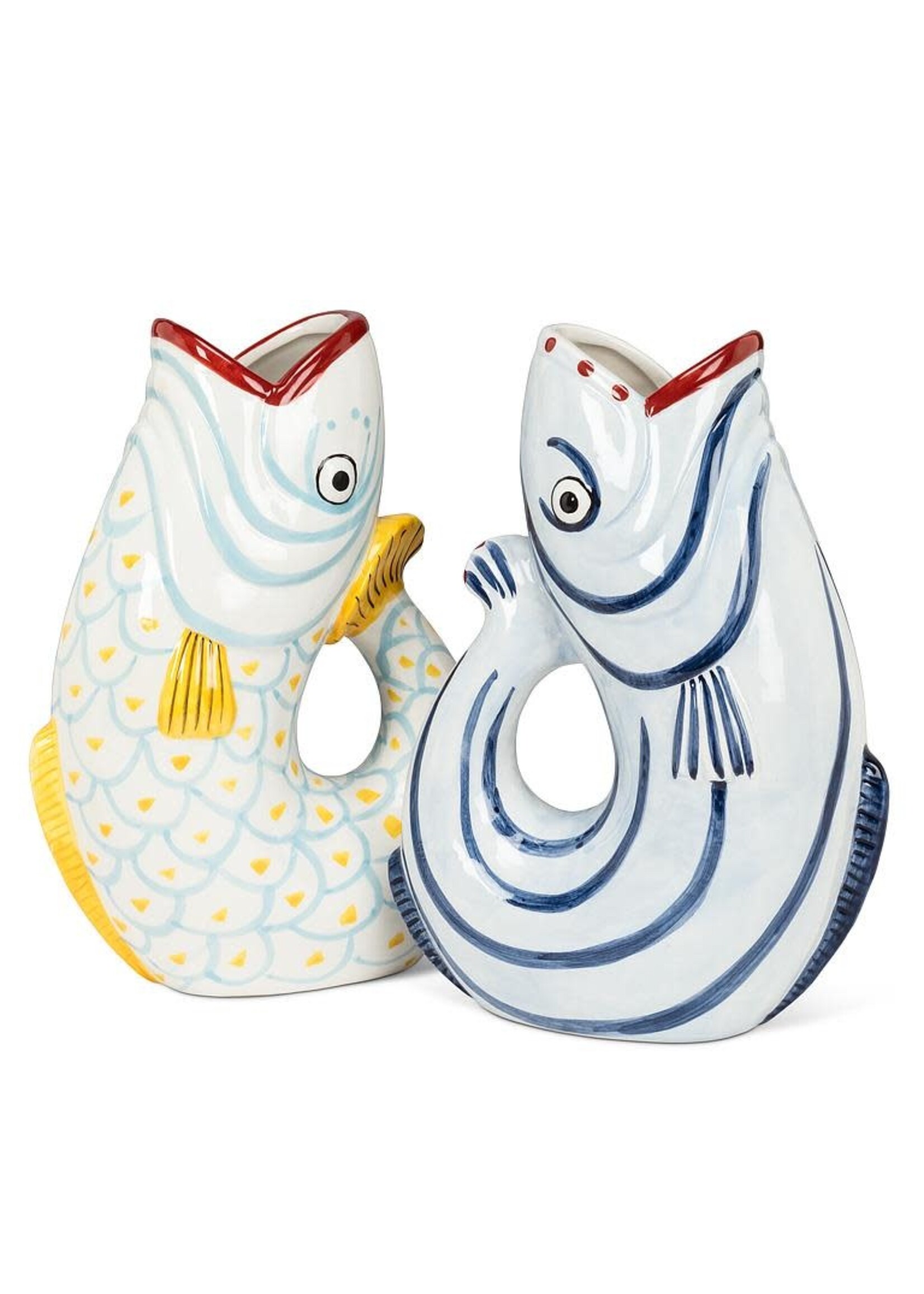 Shapely Fish Jug Blue Stripe