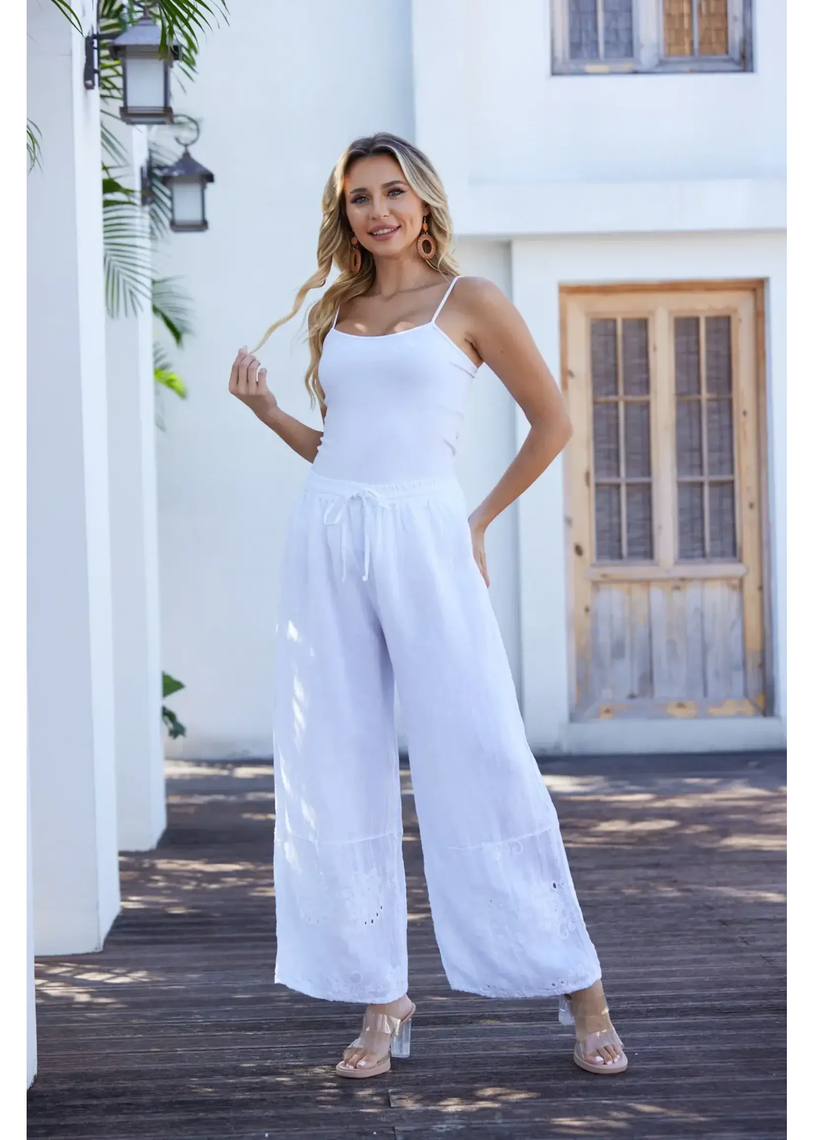 Orange Fashion Village Lula's Eyelet Pants - White