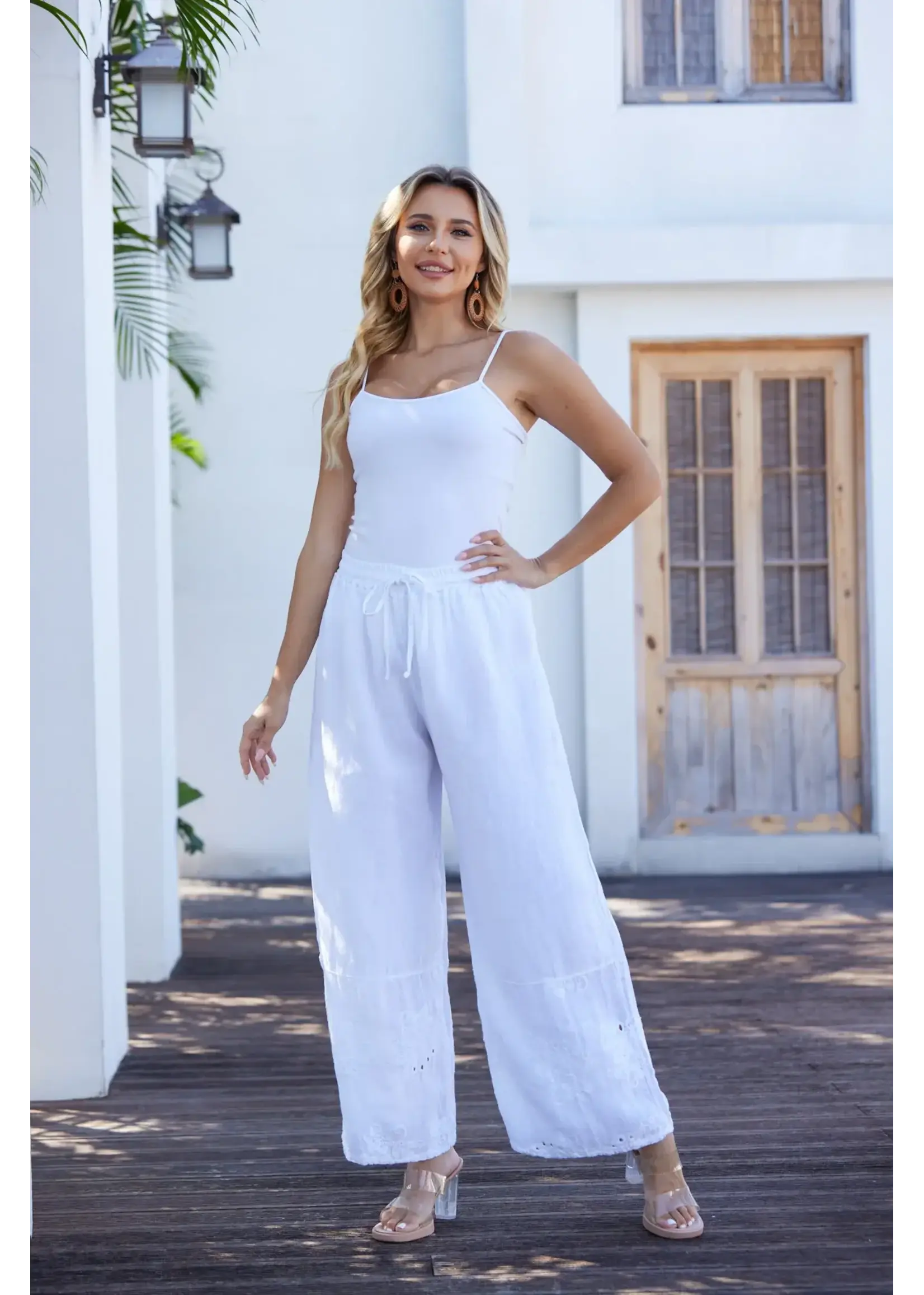 Orange Fashion Village Lula's Eyelet Pants - White