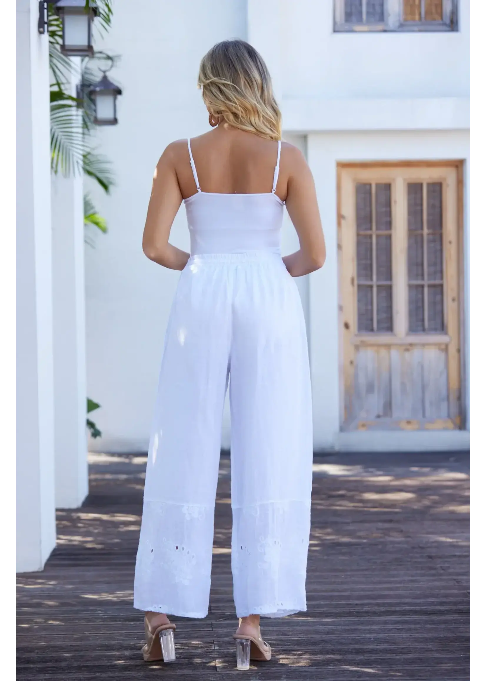 Orange Fashion Village Lula's Eyelet Pants - White