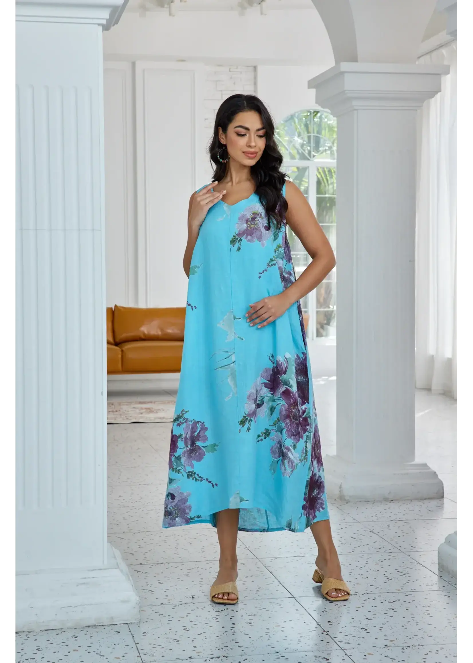 Orange Fashion Village Floral Breeze Dress - Turquoise
