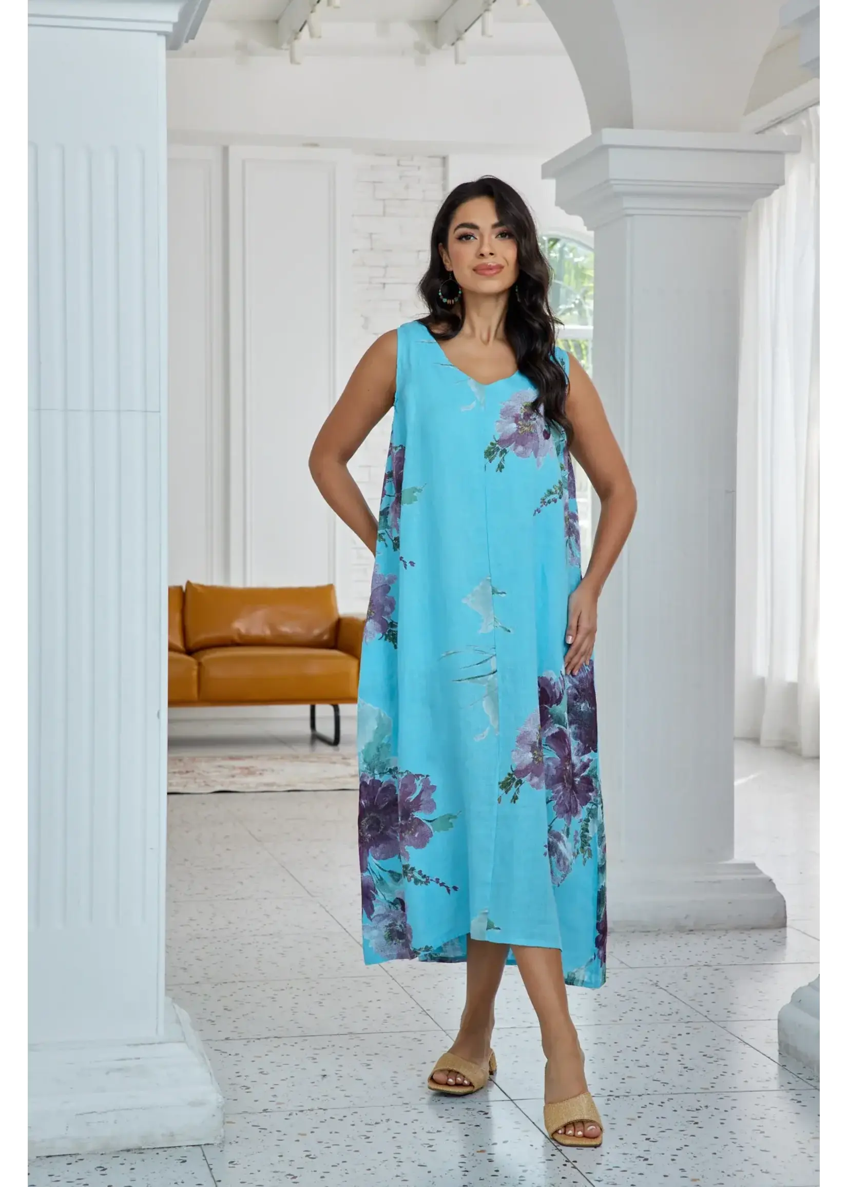 Orange Fashion Village Floral Breeze Dress - Turquoise