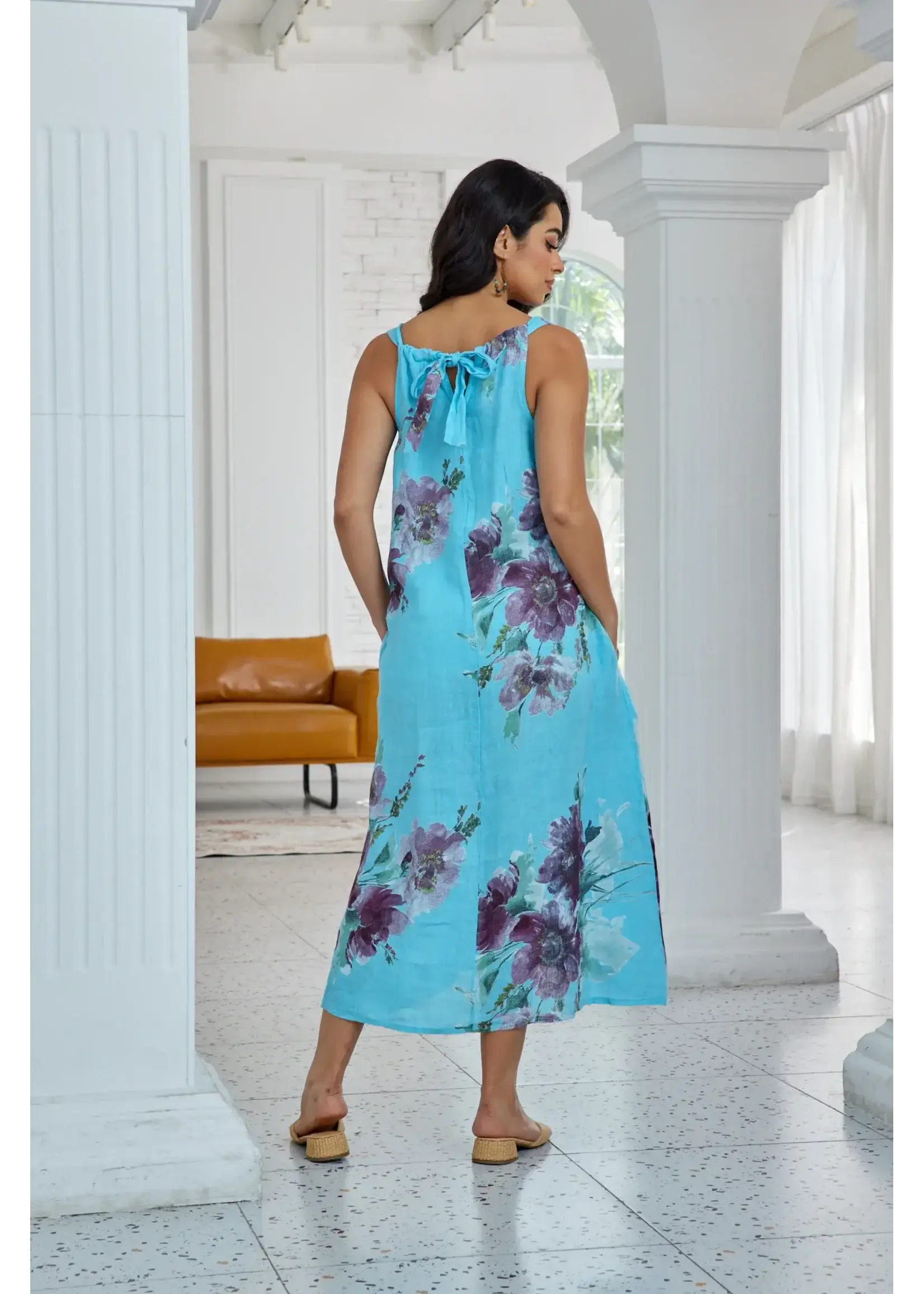Orange Fashion Village Floral Breeze Dress - Turquoise