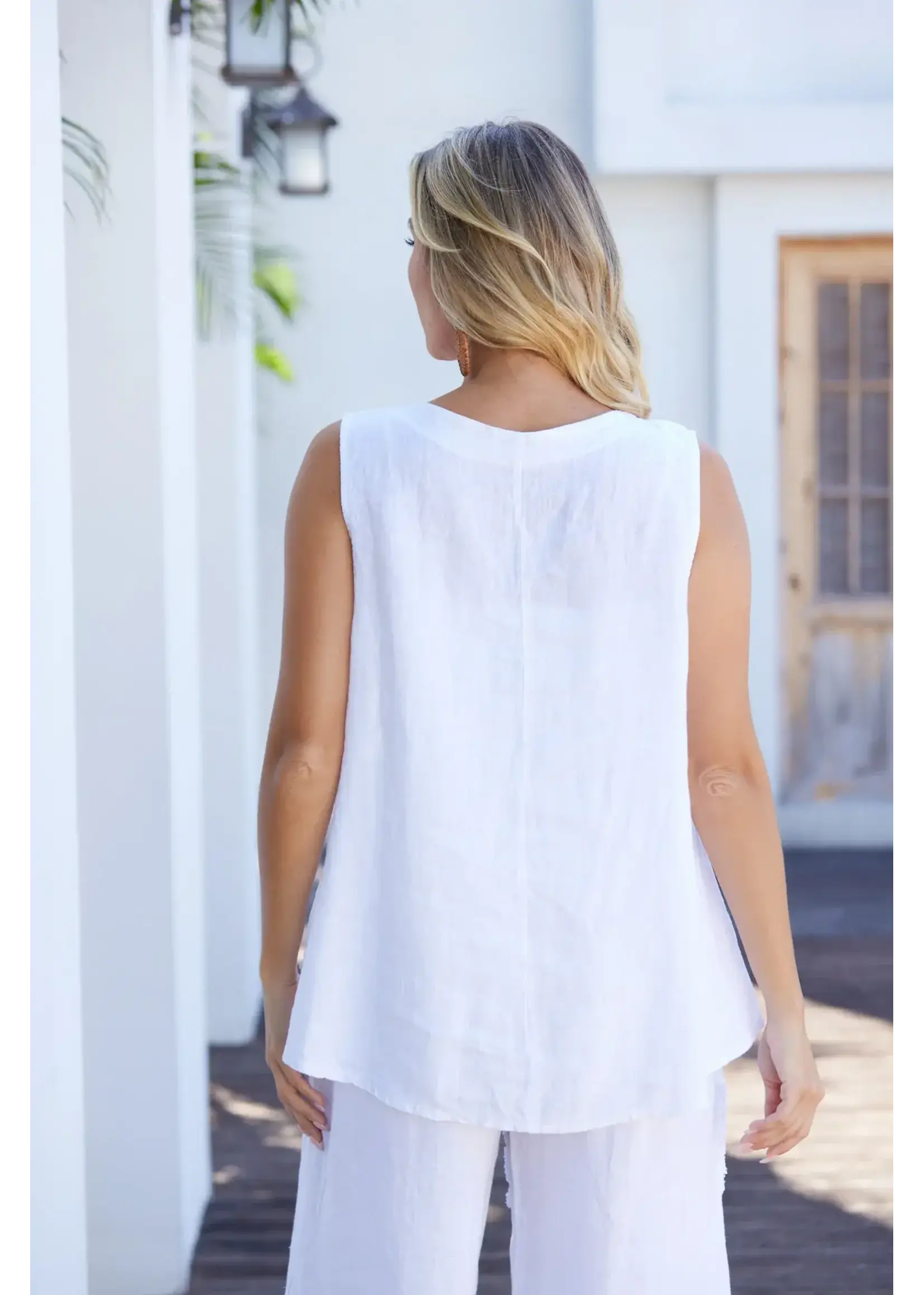 Lila’s Bloom Stitch Tank - White