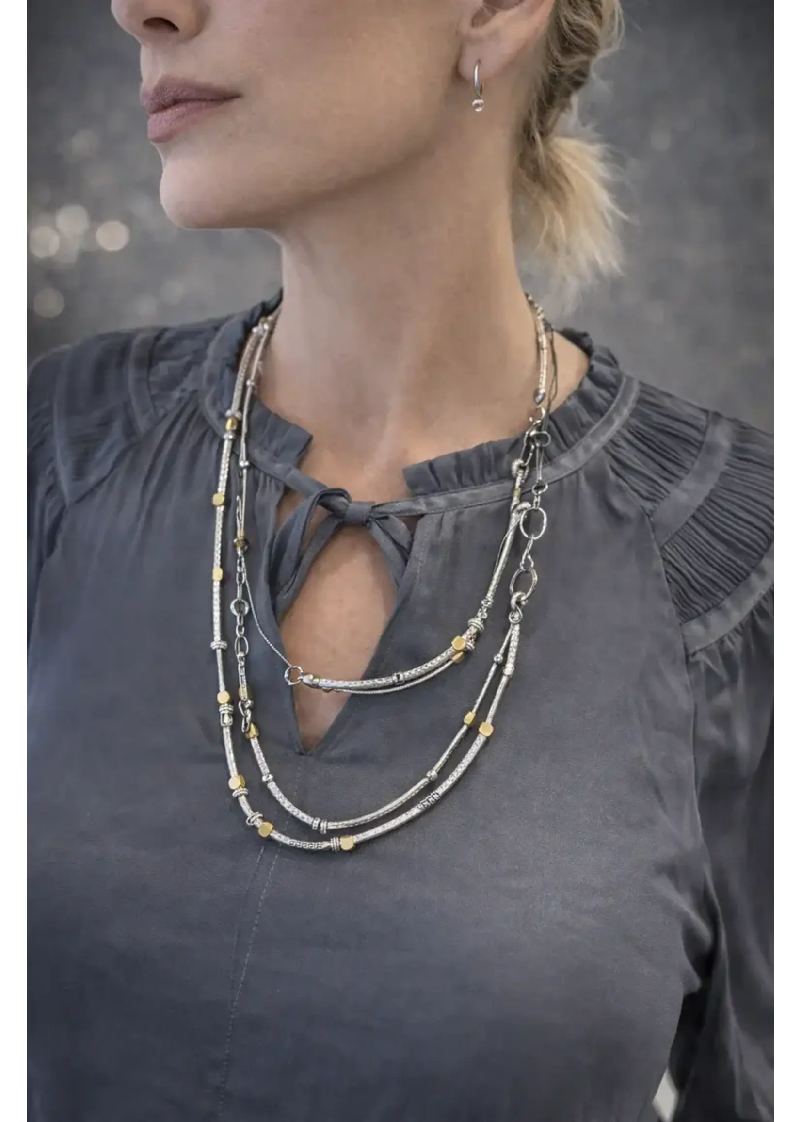 Design Fixation Udesign Double 7 in 1 (2PCS) - Mix Metal Necklace/Mushroom & Ivory