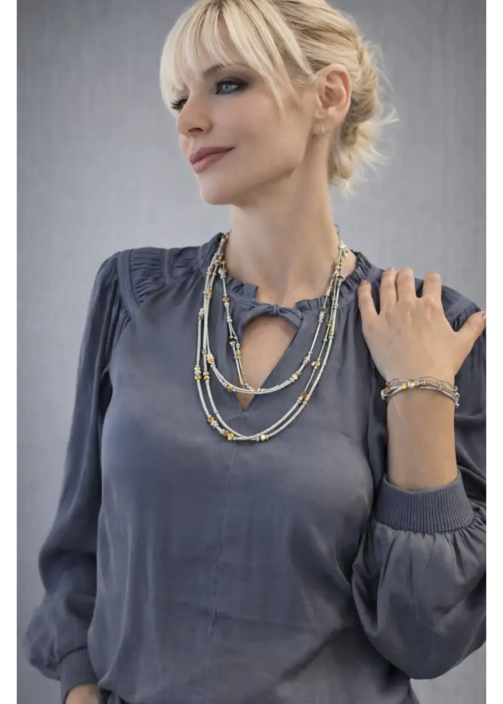 Design Fixation Udesign Double 7 in 1 (2PCS) - Mix Metal Necklace/Mushroom & Ivory