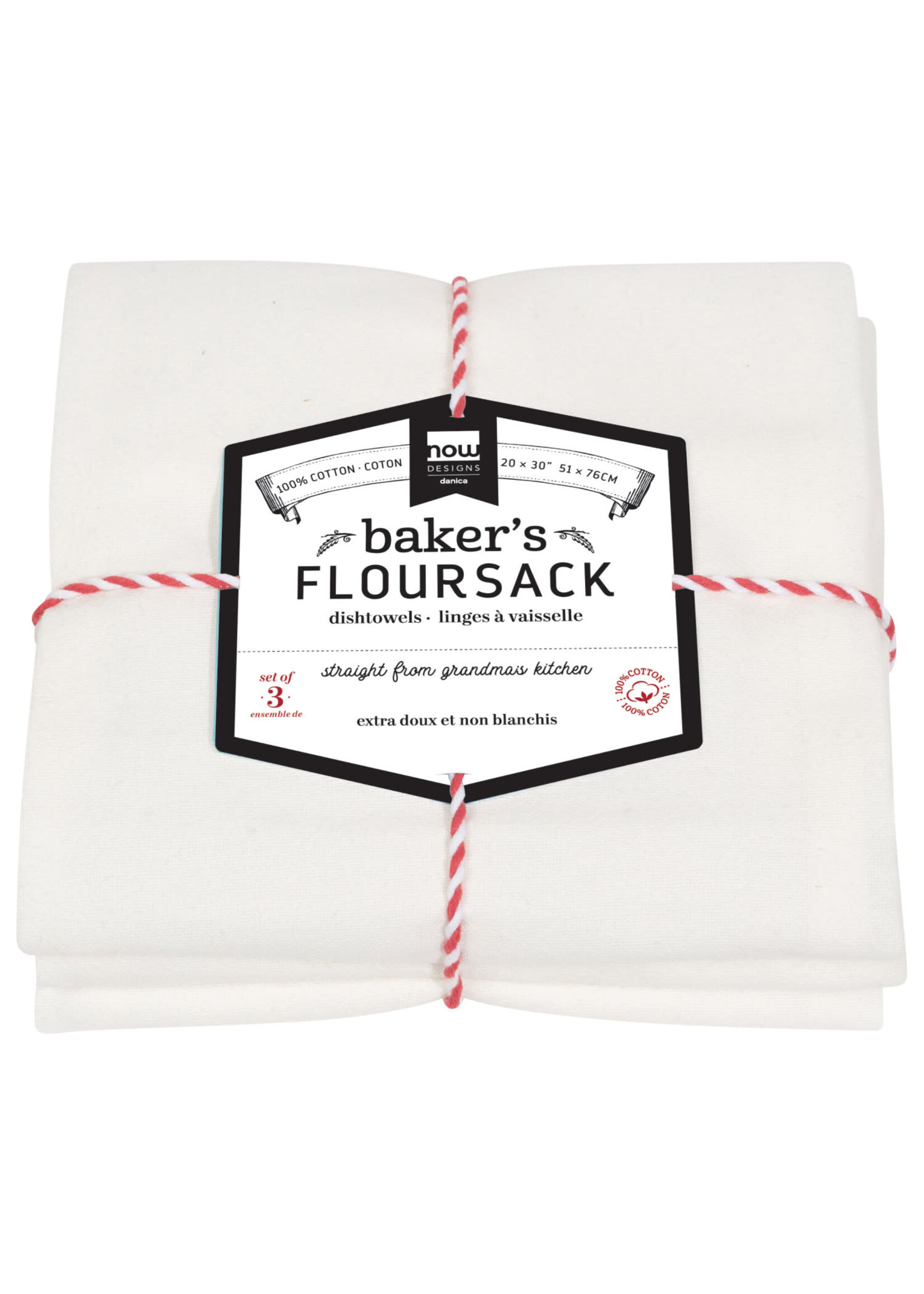Unbleached White Bakers Floursack Dishtowels Set of 3