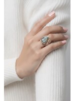 Monica Mehta Designer Sterling silver Ring w Labradorite Sz 10